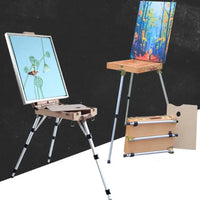 AOOKMIYA Wooden Easel Portable Folding Table Easel for Drawing Oil Paint Aluminum Alloy Sketch Painting Easel for The Artist Art Supplies