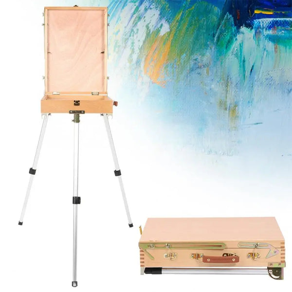 Wooden Travel Paint Box Easel Carry Case Watercolour Oil Painting 