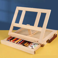 AOOKMIYA Wooden Table Easels For Painting Artist Folding Drawer Box Portable Desktop Laptop Accessories Suitcase Paint Easel Art Supplies