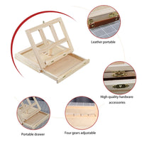 AOOKMIYA Wooden Table Easels For Painting Artist Folding Drawer Box Portable Desktop Laptop Accessories Suitcase Paint Easel Art Supplies