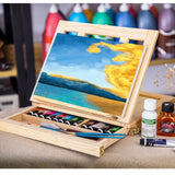 AOOKMIYA Wooden Table Easels for Painting Artist Kids Sketch Drawer Box Portable Desktop Laptop Accessories Suitcase Paint Art Supplies