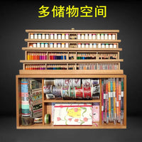 AOOKMIYA Wooden drawer drawing box pencil watercolor pen storage tool box beech wood adjustable easel art supplies for artist wood stand