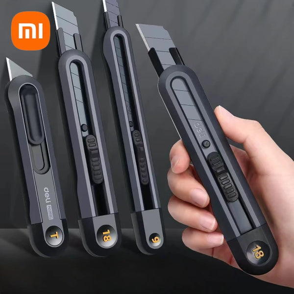 Xiaomi Deli 9mm Safety Knife SK2 Material T Shape Blade ABS Non-slip Handle Art Knife Auto Lock Carbon Steel Sharp Cutting Tools