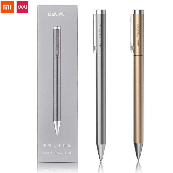 Xiaomi Deli Metal Sign Pen Ballpen Signing Pen 0.5MM Gel PREMEC Smooth Switzerland Refill Black Ink Office School Writing Pen