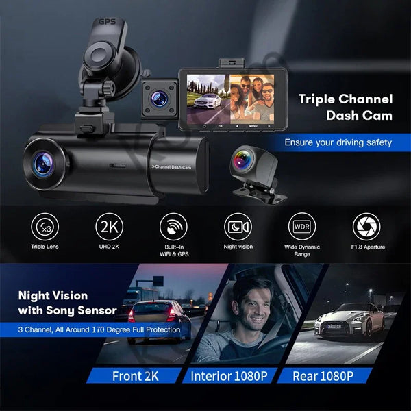Nexar Pro Dual Dash Cam - HD Front Dash Cam and Interior Car Security Camera - Nexar Dash Cam Front and Cabin - Dual Dash Cam Parking Mode and WiFi 