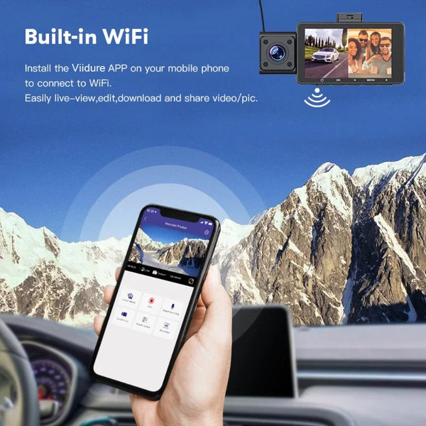 Built-in Wifi Dash Cam Front And Inside And Rear,dash Camera For