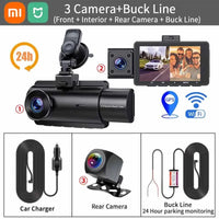 Xiaomi MIJIA 3 Channel Dash Cam Front Inside Rear 3 Way Car Dash Camera Dual Channel With GPS WiFi IR Night Vision Camcorder