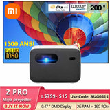 Xiaomi Mijia Projector 2 Pro Smart Laser TV HD 1080P 0.47" DMD 1300 ANSI Lumens 2GBRAM+16GB 40-200" Screen Projection