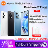 Xiaomi Redmi Note 12 Pro 5G Smartphone Global Version 128GB/256GB NFC AMOLED Display MTK Dimensity 1080 50MP Camera 67W Charger