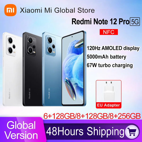 Xiaomi Redmi Note 12 Pro 5G Smartphone Global Version 128GB/256GB NFC AMOLED Display MTK Dimensity 1080 50MP Camera 67W Charger