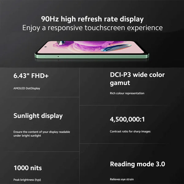 Global Version Xiaomi Redmi Note 12S 8GB 256GB Helio G96 108MP Camera 90Hz  6.43 AMOLED DotDisplay 33W Fast Charging 5000mAh