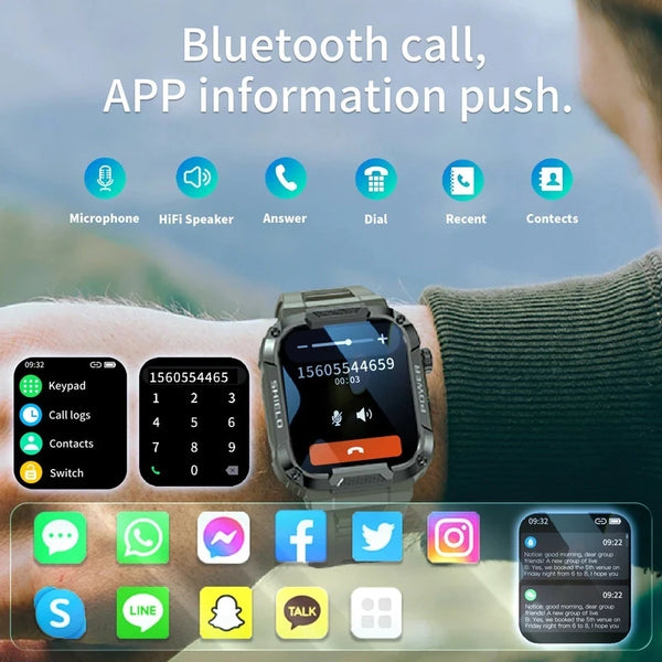 Xiaomi-reloj inteligente militar resistente para hombre, accesorio de  pulsera resistente al agua Ip68 con llamadas, Bluetooth y voz ia de 1,85  pulgadas para Android e IOS - AliExpress
