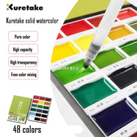 ZIG Kuretake High Quality Large-pan 48 Colors Solid Watercolor Paint Pigment, Sketch Drawing for Painting Art Supplies
