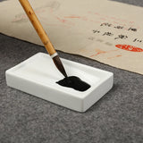 AOOKMIYA high-quality White Ceramic Palette for Painting Calligraphy Traditional Ink Stone Art Supplies Stationary