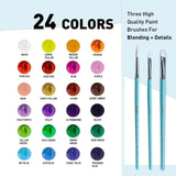 HIMI MIYA Gouache Paint Set, 24 Colors x 30ml Jelly Cup with 3 Brushes