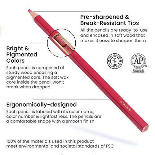 Brutfuner 72/120/180/260 Square Barrels Colored Pencils for Adult