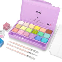 HIMI Pastel Gouache Paint Set, 18 Pastel Colors x 30ml/1oz with 3 Brushes & a