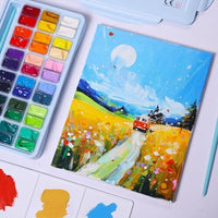 HIMI Gouache Paint Set, 36 Colors x 12ml Twin Jelly Cup Design with 3 Paint