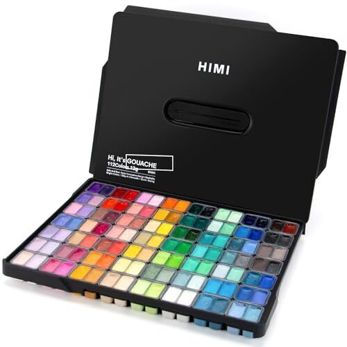 HIMI Gouache Paint Set, 112 Colors x 12g Twin Jelly Cup Design in a Carrying