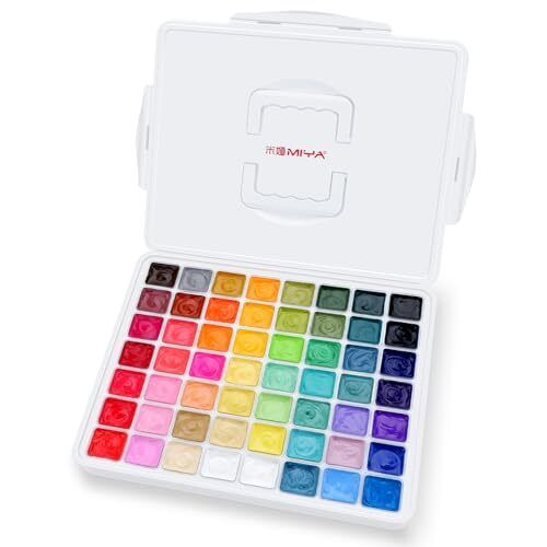 HIMI Gouache Paint Set, 56 Colors x 30 ml Jelly Cup Design Gouache Paints in ...