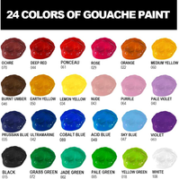 HIMI Gouache Paints set, 24 Colors, 30ml, 24 US fl oz, Jelly Cup Design with 3 P