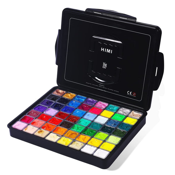 HIMI Gouache Paint Set, 56 Colors x 30ml Include 8 Metallic and 6 Neon Colors...