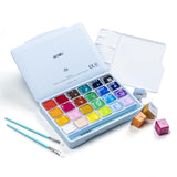 HIMI Gouache Paints set with 3 Paint Brushes, 24 Colors, 30g, Jelly Cup Desig...