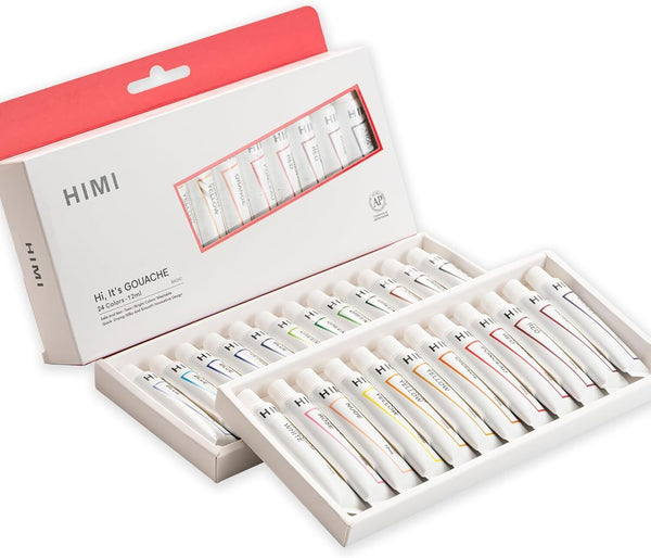 HIMI Gouache Paint Tube Set -24 Colors 12ml, with Rich 24colors, 24colors