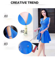 AOOKDRESS summer dress new Korean commuter temperament off-the-shoulder slim slim skirt solid color V-neck pleated dress