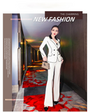 AOOKDRESS Spring black and white contrast color suit suit 2021 new double-row small suit jacket and two-piece pants