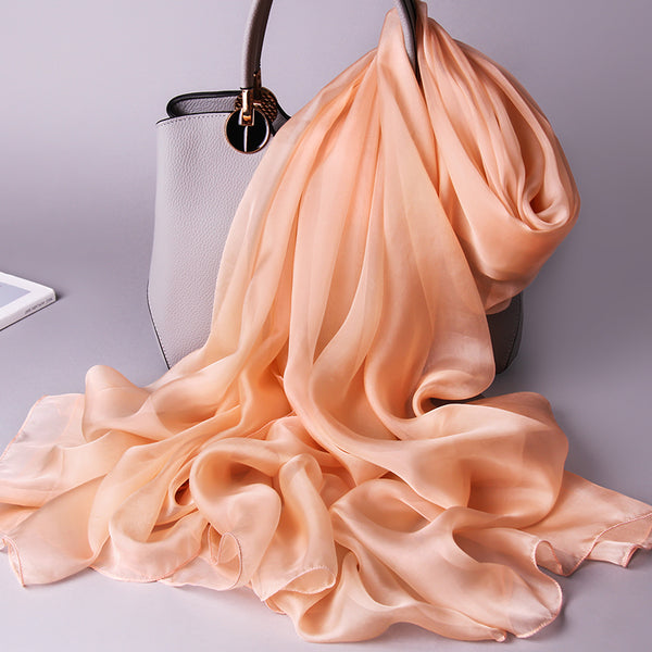 100% Real Silk Scarf Women Thin Chiffon Silk Shawls Wraps for Ladies Solid Neckerchief Hangzhou Natural Silk Scarf Foulard Femme