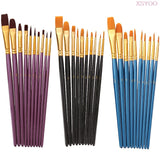 10PCS Artists Paint Brush Set Round Pointed Tip Nylon Hair Paint Brush Short Rod Oil Acrylic Brush Watercolor Pen Art Supplies