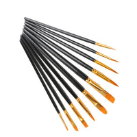 10PCS Artists Paint Brush Set Round Pointed Tip Nylon Hair Paint Brush Short Rod Oil Acrylic Brush Watercolor Pen Art Supplies