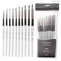 10Pcs Nylon Watercolor Painting Brush Grey Rod Paint Brushes Set Mini –  AOOKMIYA