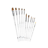 11Pcs/Set Wolf Hair Long rod Paint Brushes Set Transparent Artist Paint Brush for Acrylic Gouache Oil Watercolor Art Supplies