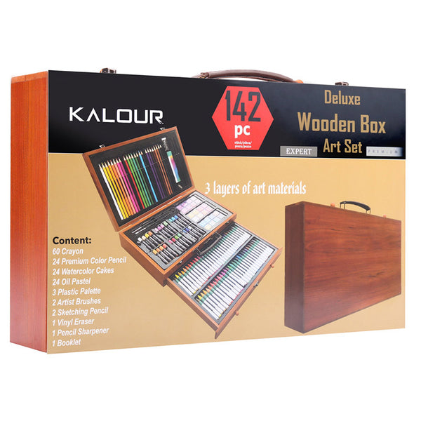 Wood Art Set, Art Box & Drawing Kit Color Set, Art Supply Gift for