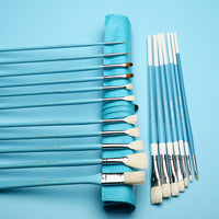 AOOKMIYA  18 pcs/set Art supplies gouache oil painting dedicated acrylic painting brush Blue long birch rod Mixed hair paint brush