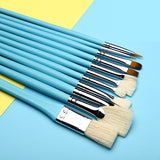 AOOKMIYA  18 pcs/set Art supplies gouache oil painting dedicated acrylic painting brush Blue long birch rod Mixed hair paint brush