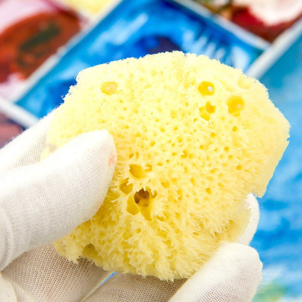 1pc Natural Wood Pulp Sponge Block, 1pc Yellow Dish Scrubber Sponge