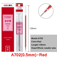 20PCS/BOX Deli A702 0.5mm Gel pen Refill 129mm length whole needle Black Blue Red 3 colors optional replacment pen refill