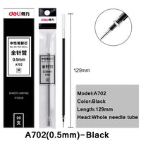 20PCS/BOX Deli A702 0.5mm Gel pen Refill 129mm length whole needle Black Blue Red 3 colors optional replacment pen refill