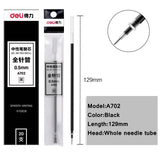 20PCS/BOX Deli A702 0.5mm Gel pen Refill 129mm length whole needle Black Blue Red 3 colors optional replacment pen refill