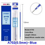 20PCS/BOX Deli A702 0.5mm Gel pen Refill 129mm length whole needle Black Blue Red 3 colors optional replacment pen refill