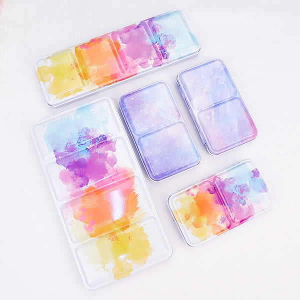 24/48 Grids Starry Empty Palette Painting Storage Iron Tins Paint Tray Box with Half Pans For Watercolor/Oil/ Acrylic Paints