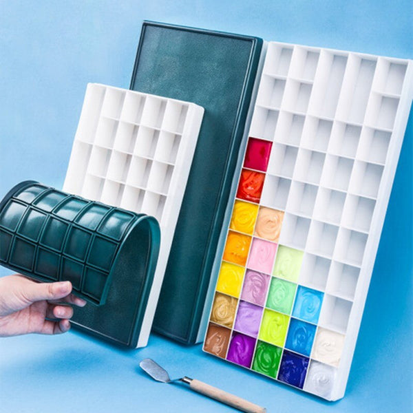 12/24Grid Watercolor Palette+Half Pan Painting Oil Acrylic Paint Tray Box  w/Lid
