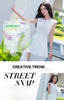 AOOKDRESS summer dress new famous wind commuter temperament hair stitching thin pure white chiffon dress long skirt