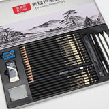 29pcs Sketch Pencil Set Professional Sketching Drawing Kit Wood Pencil Pencil Iron box For Painter School Students Art Supplies