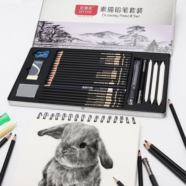 29pcs Sketch Pencil Set Professional Sketching Drawing Kit Wood Penci –  AOOKMIYA