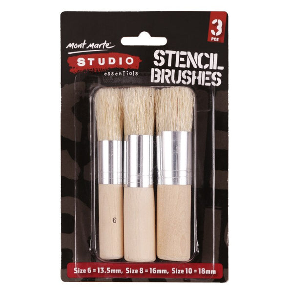 6 Wooden Stencil Brushes, (3 Sizes)