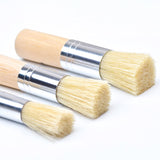 3 pcs/set of bristle painting brush wooden short handle oil painting art wall painting brush gouache shading brush painting tool